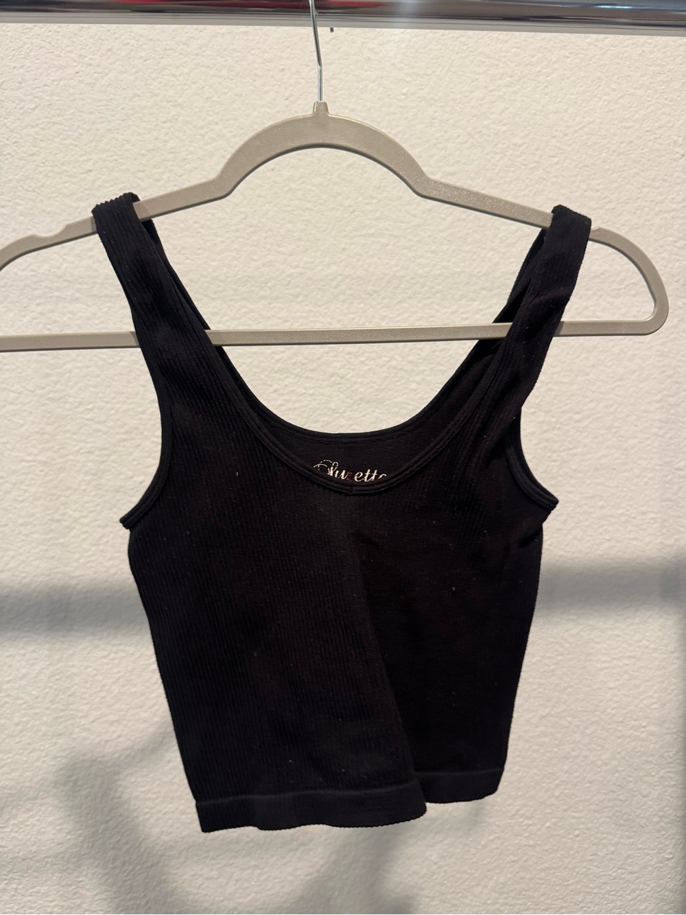 Ribbed Black Tank Crop Top - Women